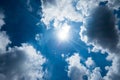 Nice blue sky with sun beam with cloudy,Hope ray. Royalty Free Stock Photo