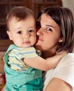 Nice boy with mother, little baby with mommy Royalty Free Stock Photo