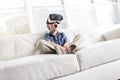 Boy wearing virtual reality goggles Royalty Free Stock Photo