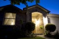 A nice brick house at night