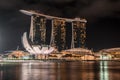 Famous buidling in singapore skyline night photography Royalty Free Stock Photo