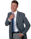 Man corrects a hand a tie Royalty Free Stock Photo