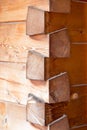 Nice carpentry joints with massive cedar wooden beams Royalty Free Stock Photo