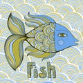 Nice cartoon fishes set. Vector image. Royalty Free Stock Photo