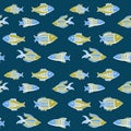 Nice cartoon fishes set. Vector seamless pattern. Royalty Free Stock Photo