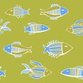 Nice cartoon fishes set. Vector seamless pattern. Royalty Free Stock Photo