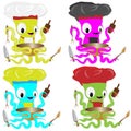 Nice cartoon octopus chef in cook hat. Royalty Free Stock Photo