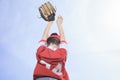 Nice child happy to play baseball