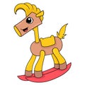 Nice children toy wooden horse, doodle icon image kawaii