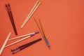 Nice chopsticks red . High quality and resolution beautiful photo concept Royalty Free Stock Photo