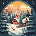 nice Christmas card with winter simple landscape 1