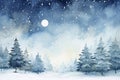 nice Christmas postcard painted minimalistic art style in watercolor 1