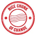 NICE CHUNK OF CHANGE text on red round postal stamp sign