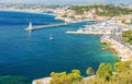 Nice city french riviera France blue mediterranean sea palm tree Royalty Free Stock Photo