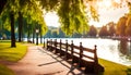 Nice city park by the lake Royalty Free Stock Photo