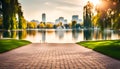 Nice city park by the lake Royalty Free Stock Photo