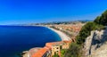 View of Nice cityscape onto the Old Town Vieille Ville in Nice French Riviera on Mediterranean Sea, Cote d'Azur, France