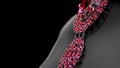 nice collar with red ruby gem stones on female mannequin, isolated, fictitious design - object 3D rendering