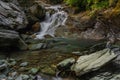 Nice color clean creek near Wolfau village in summer hot day Royalty Free Stock Photo