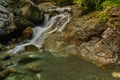 Nice color clean creek near Wolfau village in summer hot day Royalty Free Stock Photo