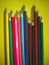 nice colored pencils on yellow background