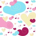 Nice and colorful doodly seamless pattern with hearts for Valentine's day