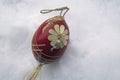 Nice colorful easter egg on the snow Royalty Free Stock Photo