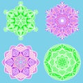 Nice colorful Vector Mandala set. Geometric circle element. Royalty Free Stock Photo