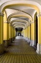 A nice corridor in an old building. Many supporting pillars