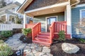 Nice Craftsman home with covered red porch Royalty Free Stock Photo