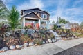 Nice Craftsman home exterior on blue sky background Royalty Free Stock Photo