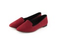 Nice crimson female shoes isloated on white closeup