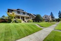 Nice curb appeal of American craftsman style house. Royalty Free Stock Photo