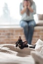 Nice cute cat lying on the bed Royalty Free Stock Photo