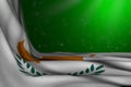 cute any occasion flag 3d illustration - dark picture of Cyprus flag lying flat in corner on green background with soft focus and