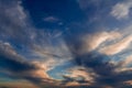 Nice dark sunset cumulus cloud on blue sky