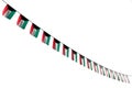 nice many Kuwait flags or banners hanging diagonal on rope isolated on white - any holiday flag 3d illustration