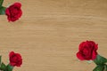 Nice decorative wooden texture with three roses