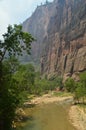 Nice Desfuladero With A Sinuous River Full Of Water Pools Where You Can Take A Good Bath In The Park Of Zion. Geology Travel Holid Royalty Free Stock Photo