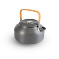 Nice design of camping kettle water boiler with orange handle isolated on white background. with clipping paths Royalty Free Stock Photo