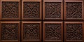 Nice detailed closeup view of dark brown color interior ceiling tiles luxury background Royalty Free Stock Photo