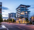 Nice development of modern office building in the evening after construction Royalty Free Stock Photo