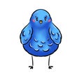 Nice digital art of a cute character the blue Easter chick isolated on the white background Royalty Free Stock Photo