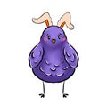 Nice digital art of Easter symbol - awesome blue holiday chick with a cute pink rabbit ears isolated on white background