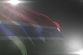 nice digital picture of Gambia flag made of dots waving on grey with free place for content - any occasion flag 3d illustration