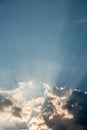 Nice drama sky with sun ray shining Royalty Free Stock Photo
