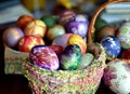 Nice easter eggs in baskets