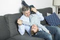 Nice family sit on the livingroom sofa Royalty Free Stock Photo