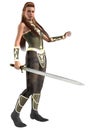 Nice Fantasy warrior armed with long sword, 3d illustration