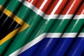 nice feast flag 3d illustration - glossy - looking like plastic flag of South Africa with big folds